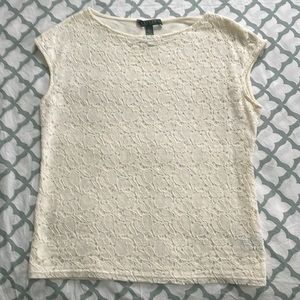 Ralph Lauren classic cream cap sleeve shirt- L